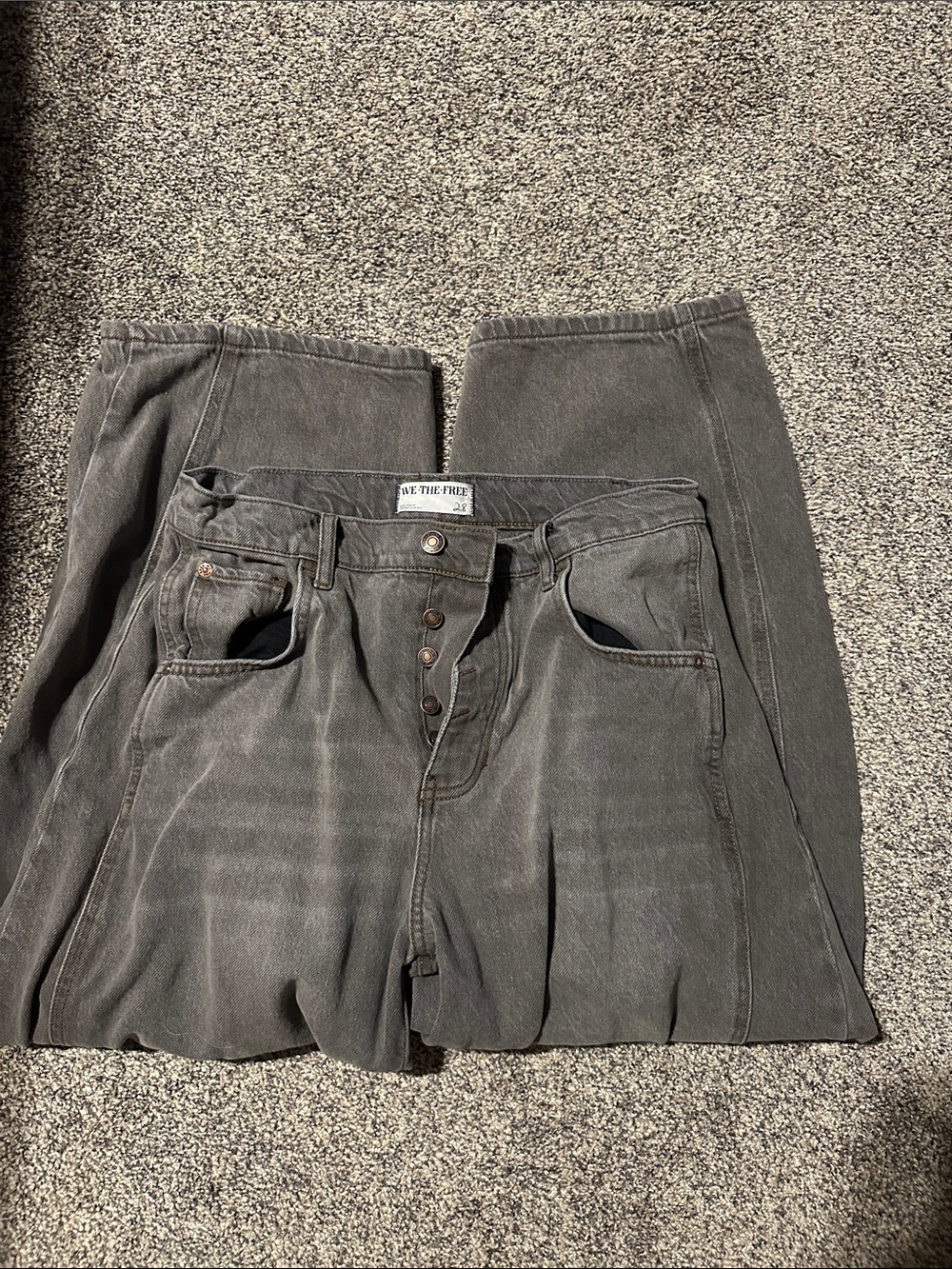 FREE PEOPLE: We The Free Good luck Mid rise barrel Jeans
Color : Archive Grey - Picture 3 of 6